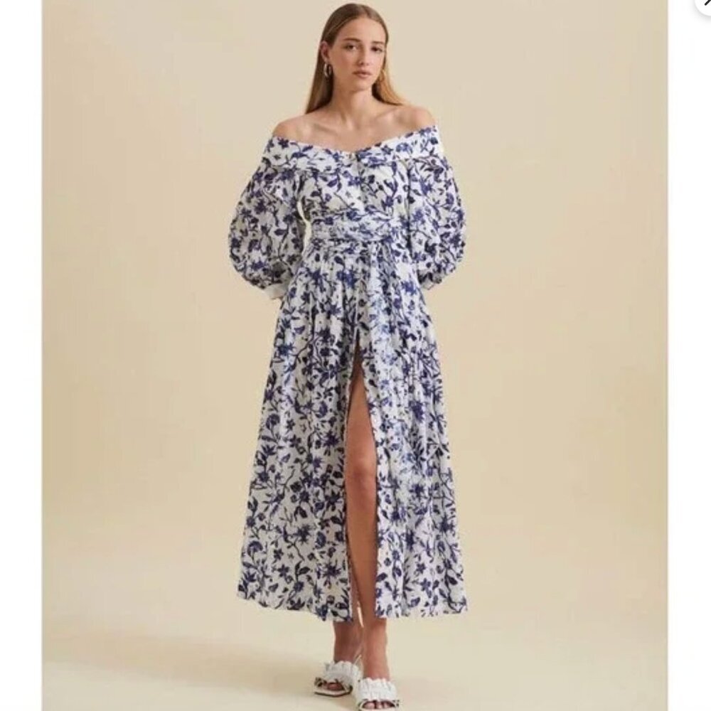 Anne Fontaine Eulalie Maxi Dress in a blue and white floral print size 38